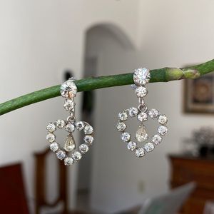 Vintage Rhinestone Heart Earrings